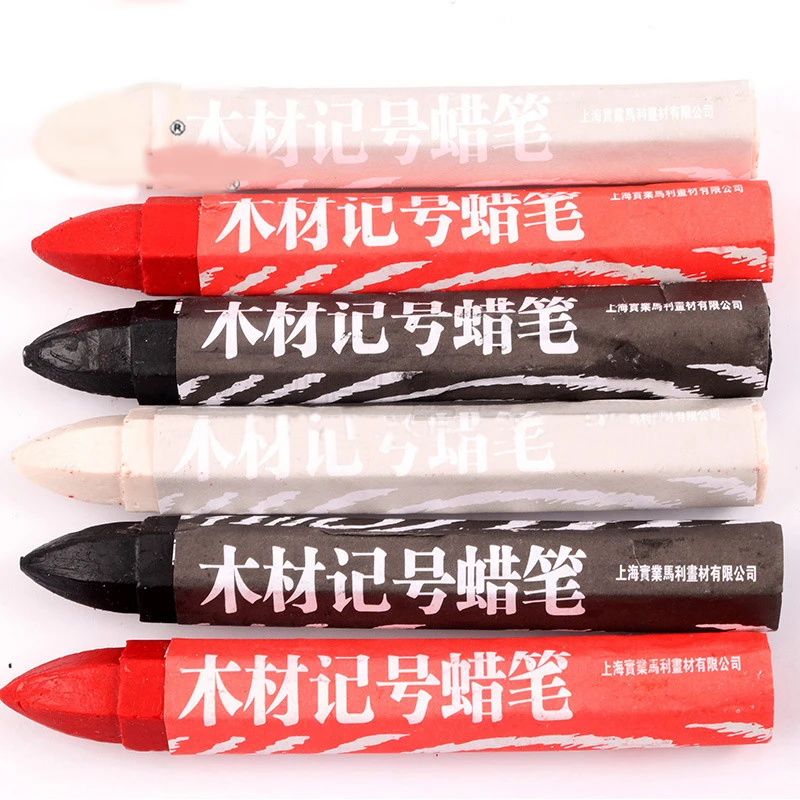 5pcs Woodworking Fixed-point Crayon Wood Drawing Pen Black Red White Industrial Crayon Large Durable Marker Stick