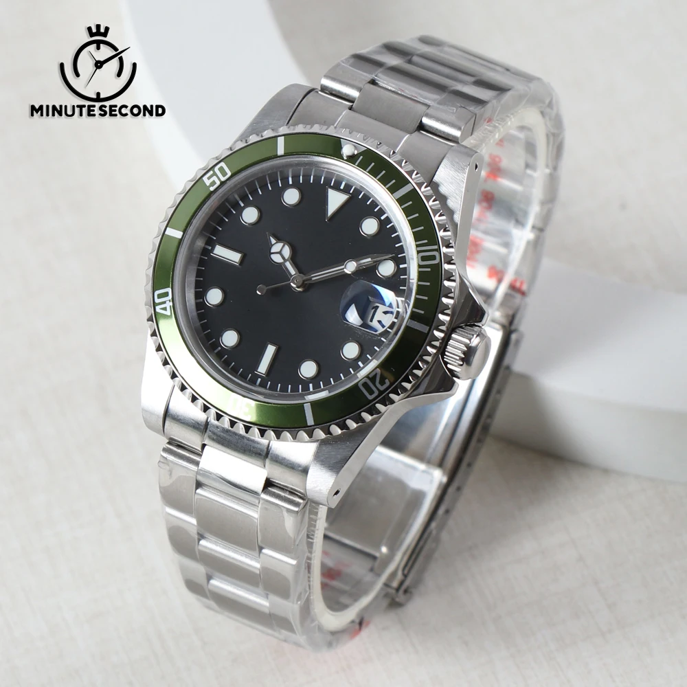 

MINUTESECOND 1960s Vintage NH35 Watch Luxury Green Bezel Automatic Movement Sapphire Crystal NH35 Watch Stainless Steel