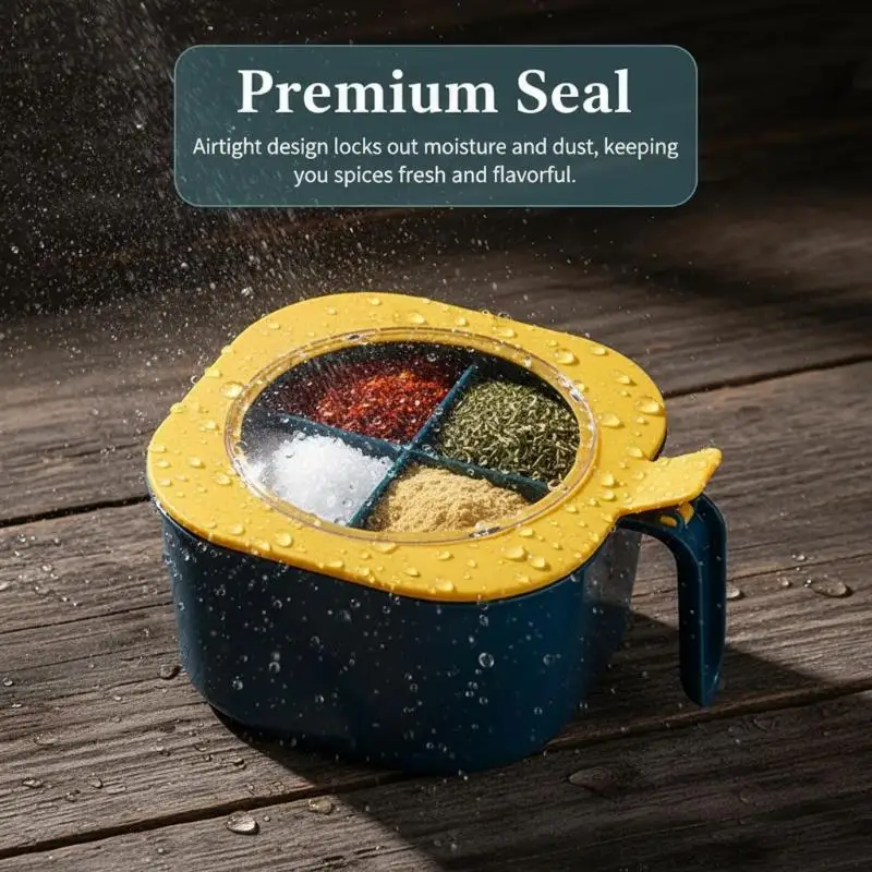 Creative 4 In 1 Seasoning Jar With 4 Spoons Outdoor Camping Seasoning Bottle Kitchen Gadget