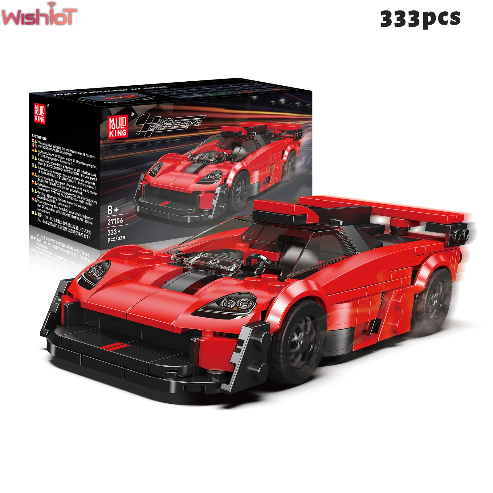 

Mold King 27106 T.50S Суперкар Buidling Blocks Мини-автомобиль серии Гоночный спортивный автомобиль Модель с витриной Коллекционные игрушки Подарок