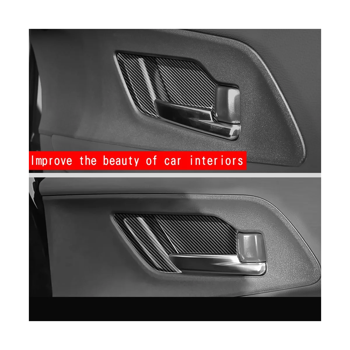 Car Carbon Fiber Black Inner Door Handle Cover for Toyota Prius 60 Series 2020-2023 Door Bowl Handle Trim Frame Sticker