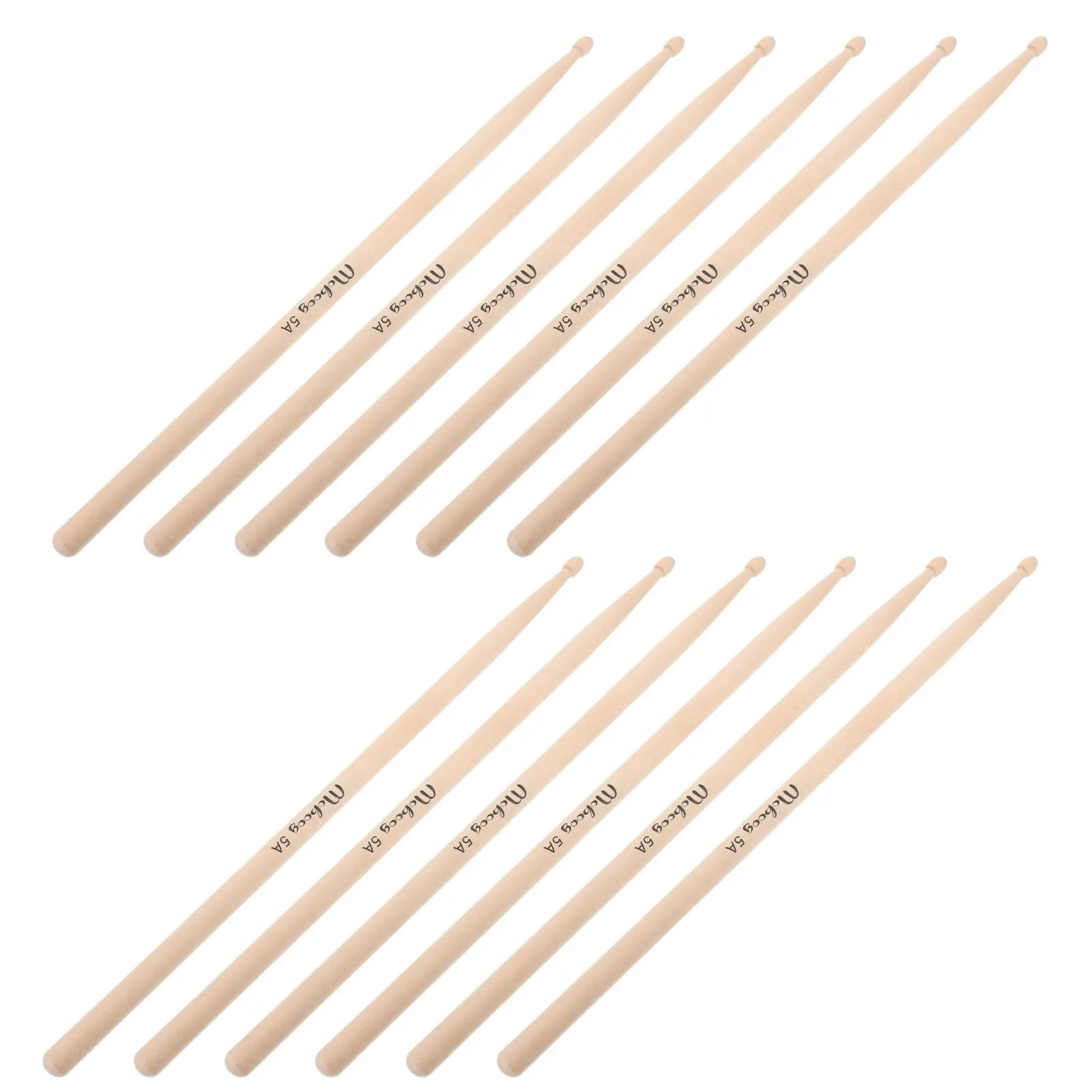 

6 Pairs Drum Sticks 5A Maple Wood Percussion Instrument Durable Smooth Musical Accessories Beginner Practice Performance