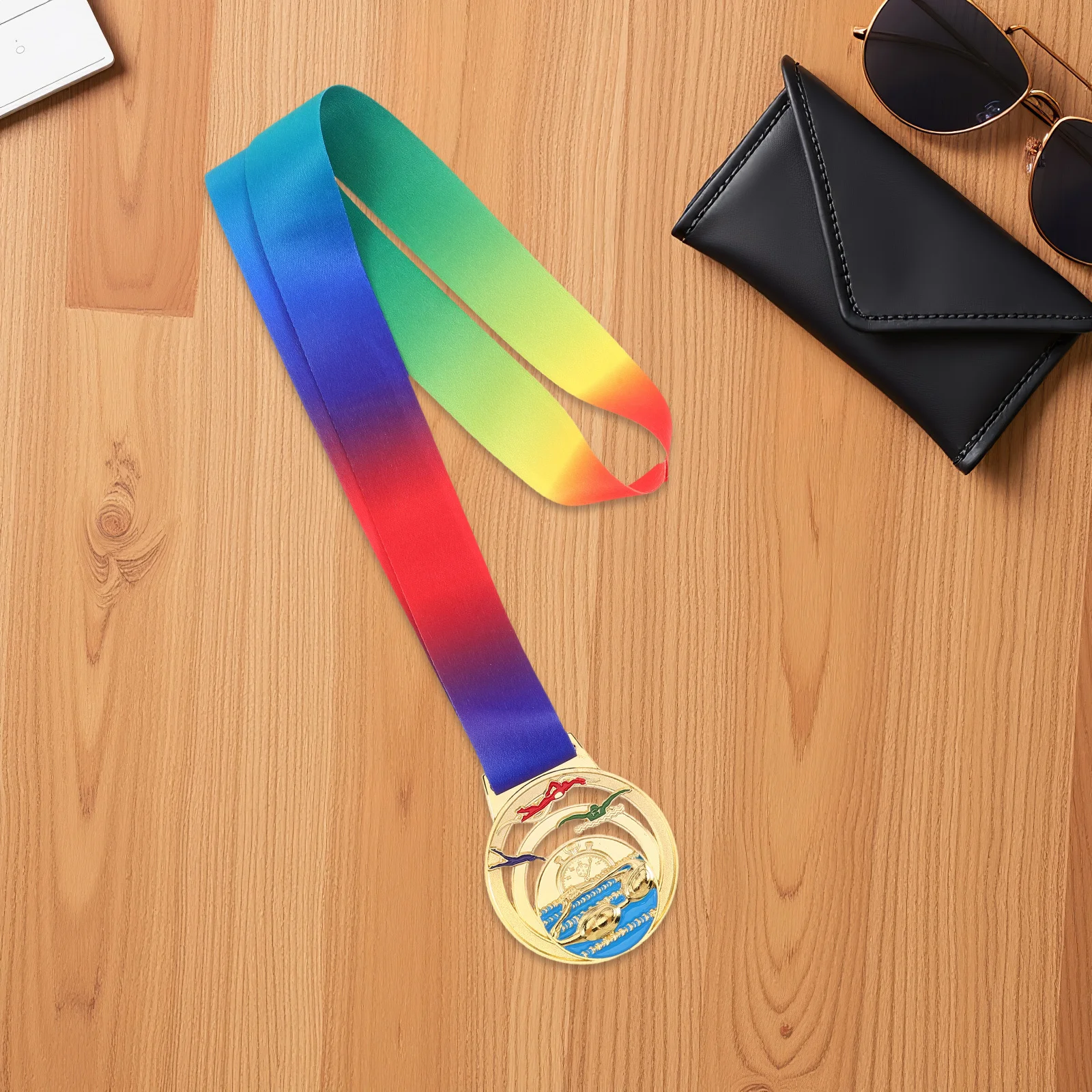 Metal Medal Award Medals with Neck Ribbon Hollow Out Awards First Place Golden Champion's Holder