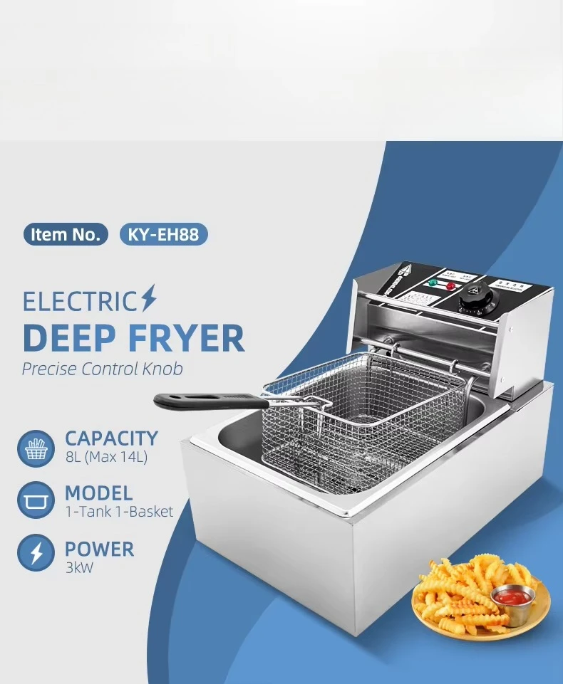 8L Electric Chicken Fryer CE Certificated Restaurant Commercial Adjustable Deep Fryer Machine