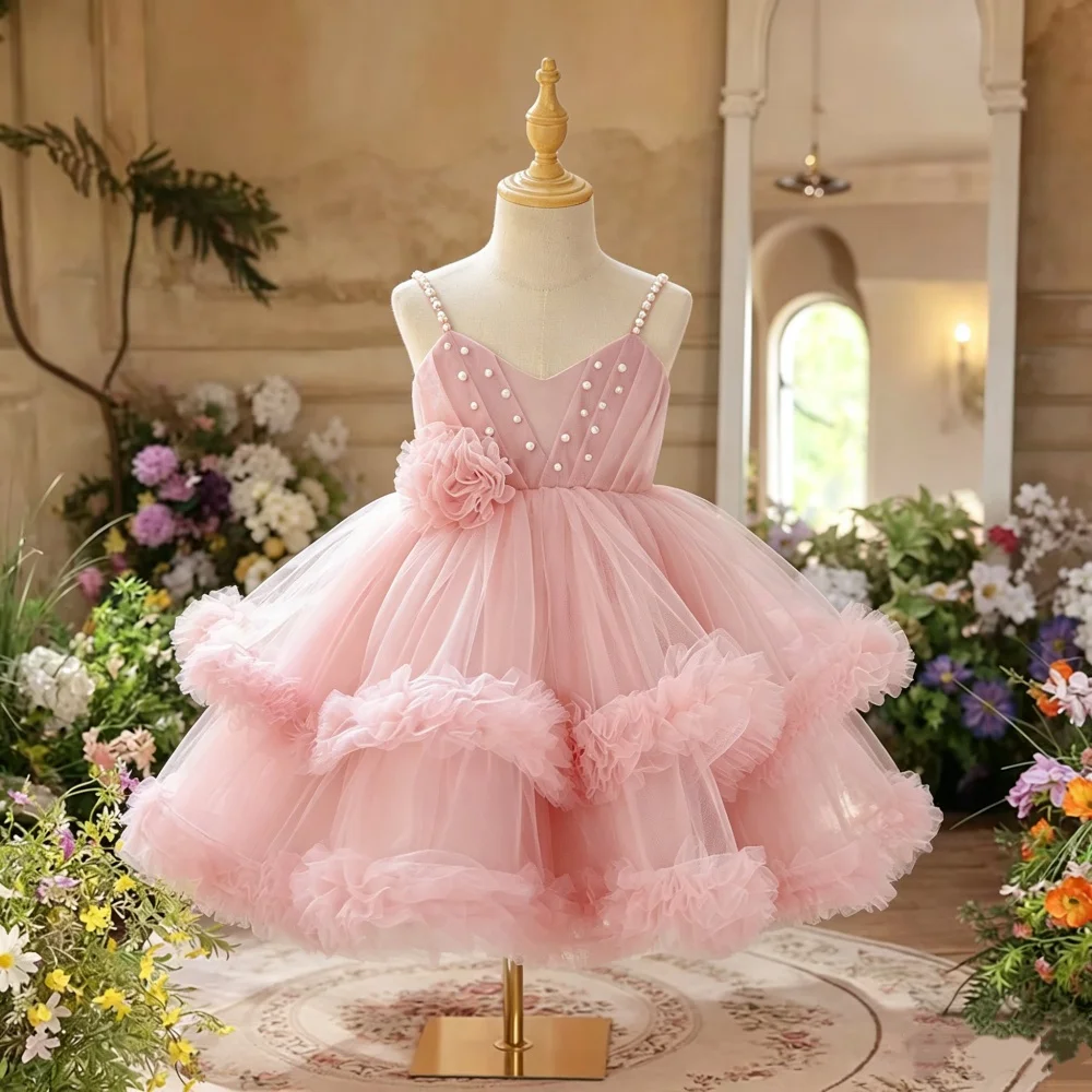 Girls' Formal Princess Dress Beaded Butterfly Evening Gown Suitable for Piano Recitals Birthdays