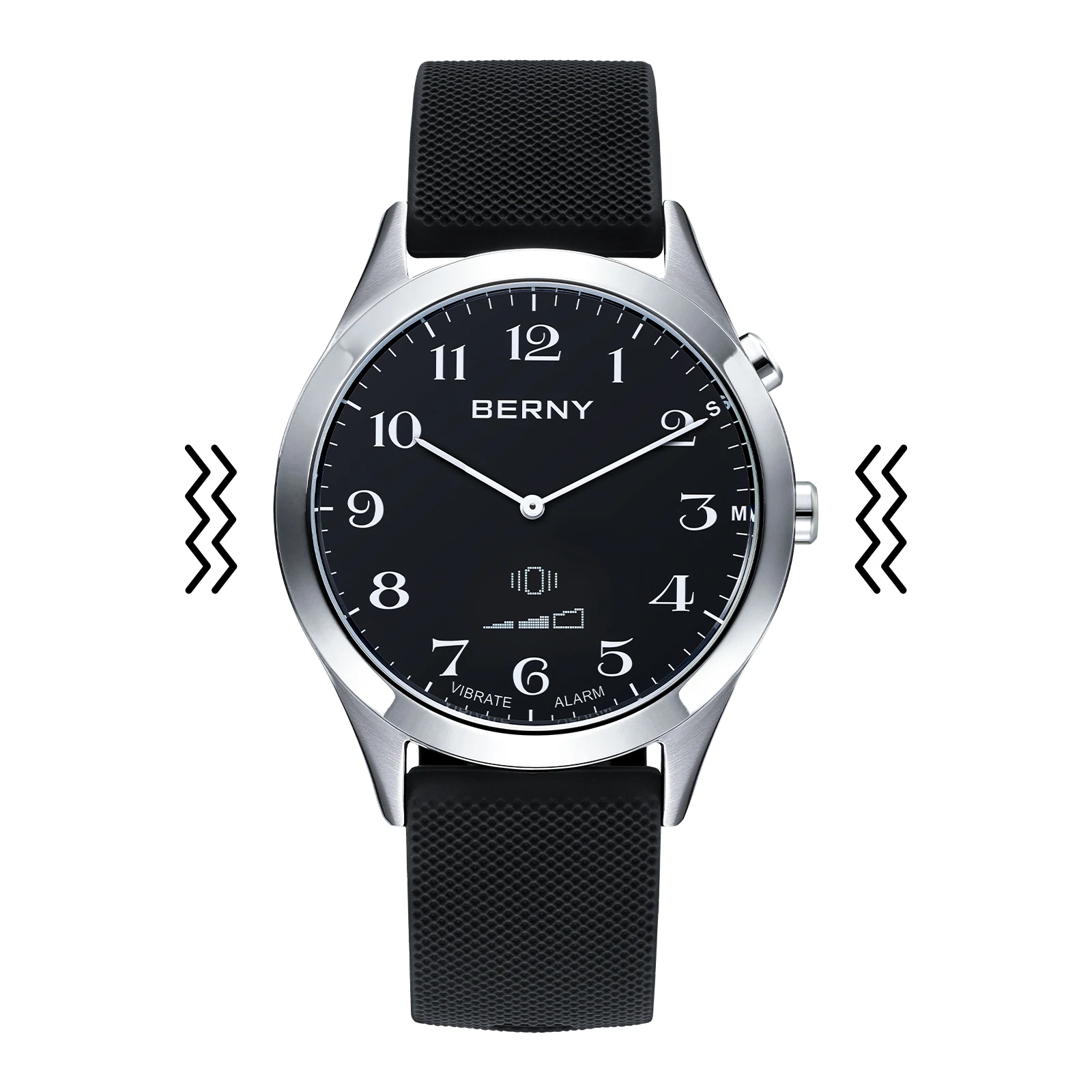 

BERNY Multifunction Vibrating Watch Casual Outdoor Wristwatch Smart Daily Reminder Dual Time Display Hearing Impaired Watches
