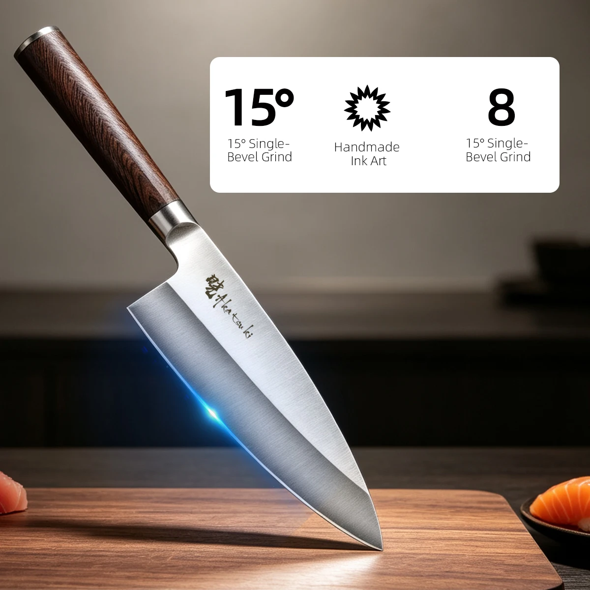 Japanese Sashimi Knife 8 inch Fish Filleting Sushi Slicing Carving  High Carbon Stainless Steel Fish Slicing  Knife