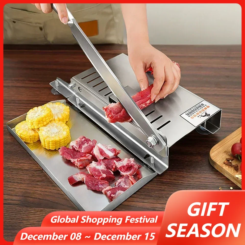 Home Kitchen Manual Frozen Meat Slicer Bone Cutting Tool Stainless Steel Minced Lamb Bone Meat Cutter Chicken Duck Fish Cutting