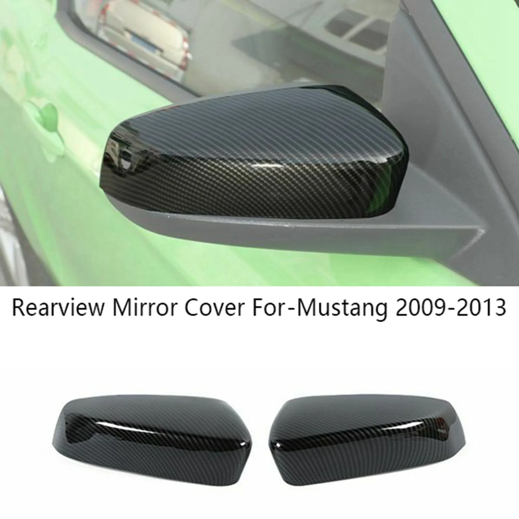 Car Mirror Caps Shell for-Ford-Mustang 2009-2013 Car Rear View Rearview Side Door Mirror Cover Stick Trim