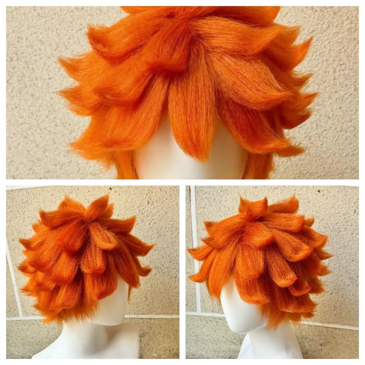 Haikyuu!! Peluca de cosplay Shoyo Hinata, peluca completa de anime esponjosa y puntiaguda naranja para niño de voleibol