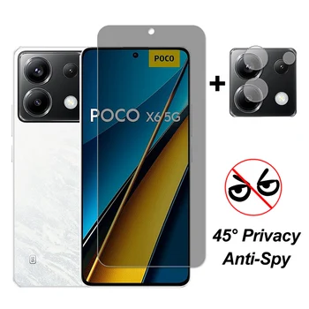 Xiaomi Poco X6 için cam ekran koruyucu Poco X6 Anti-Spy gizlilik temperli cam koruyucu telefon kamera Lens Film Poco X6