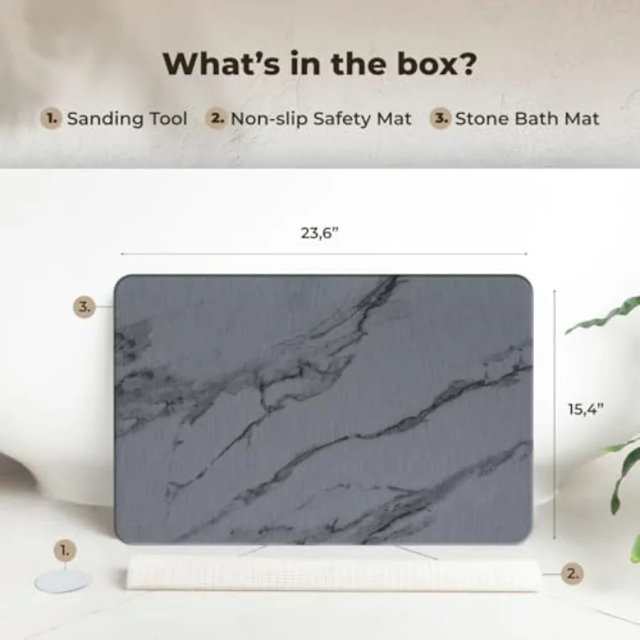 Stone Bath Mat Diatomaceous Earth Shower Mat Non-Slip Super Absorbent Diatomite Stone Bath Mats for Bathroom Floor Quick Drying
