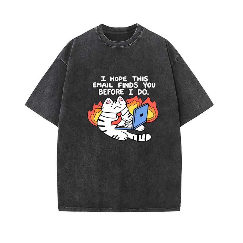 

Мужская стираная футболка с милым принтом Angry Cat, винтажная футболка в стиле хип-хоп, ретро-панк, хлопковая футболка в стиле Харадзюку с короткими рукавами, футболка для женщин, мальчиков и девочек