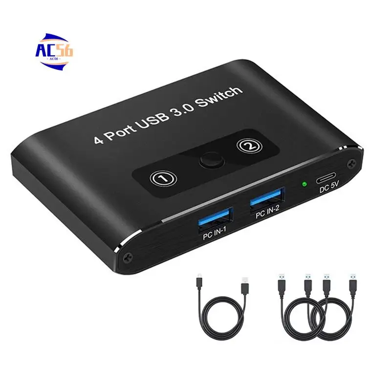 

AC56-4 порт USB 3,0 переключатель 2 в 4 выхода KVM-переключатель USB-переключатель KVM-переключатель принтер Sharer для клавиатуры компьютера