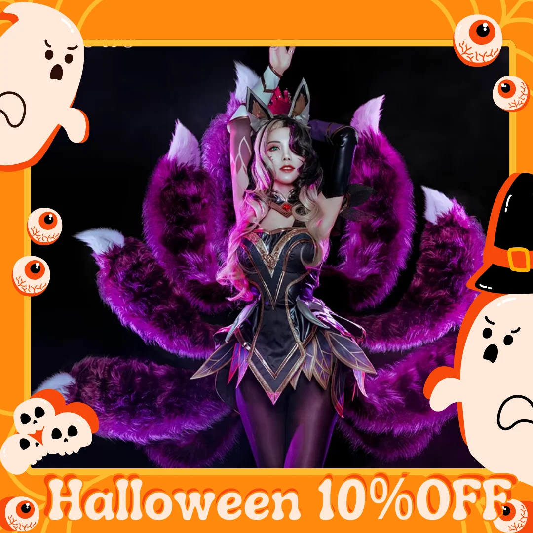 Auf Lager uwowo Liga der Legende cosplay ahri Kostüm lol coven ahri Kostüm mit Ohren Halloween Kostüm ahri Hexe Frauen Kleid