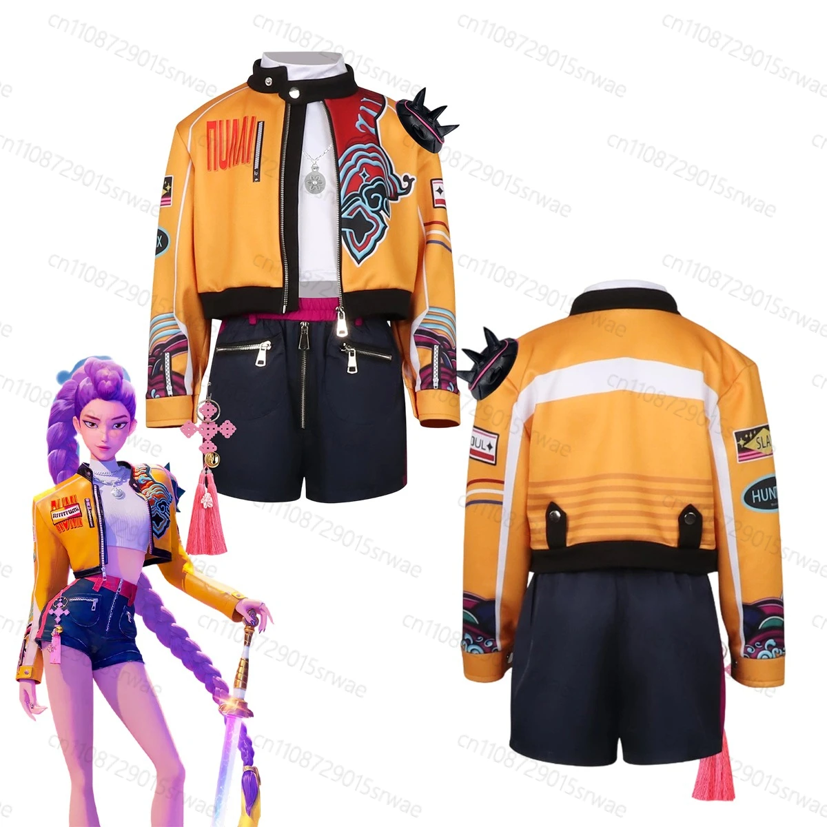 

Kids Anime Movie KPOP Demon Hunters Rumi Cosplay Costume Gothic Uniform Stage Clothing Child Girls Idol Roleplay Outfits