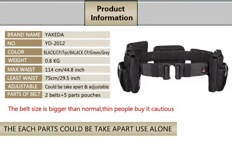 Yakeda Gear User Outdoor Black Hunting Tactics Law Enforcement Duty Security Traffic air gun Belt airsoft equipment