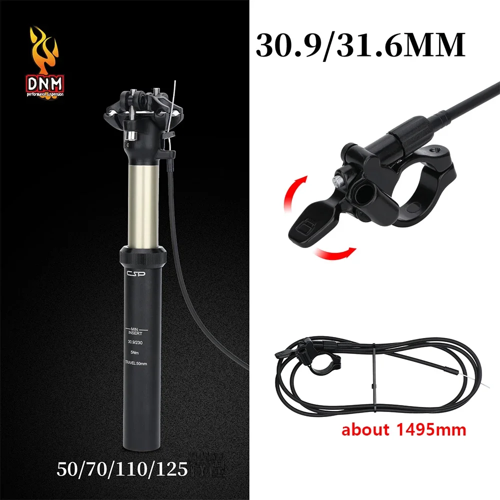 DNM Mountain Bike Dropper Seatpost 30.9mm 31.6mm Aluminum Alloy Internal Cable/External Cable Bicycle Seat Tube