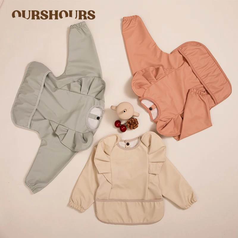 Waterproof Baby Feeding Bibs Angel Wings Baby Stuff Kids Long Sleeve Art Smock Anti-dirty Dinning Apron with Pocket for Newborn