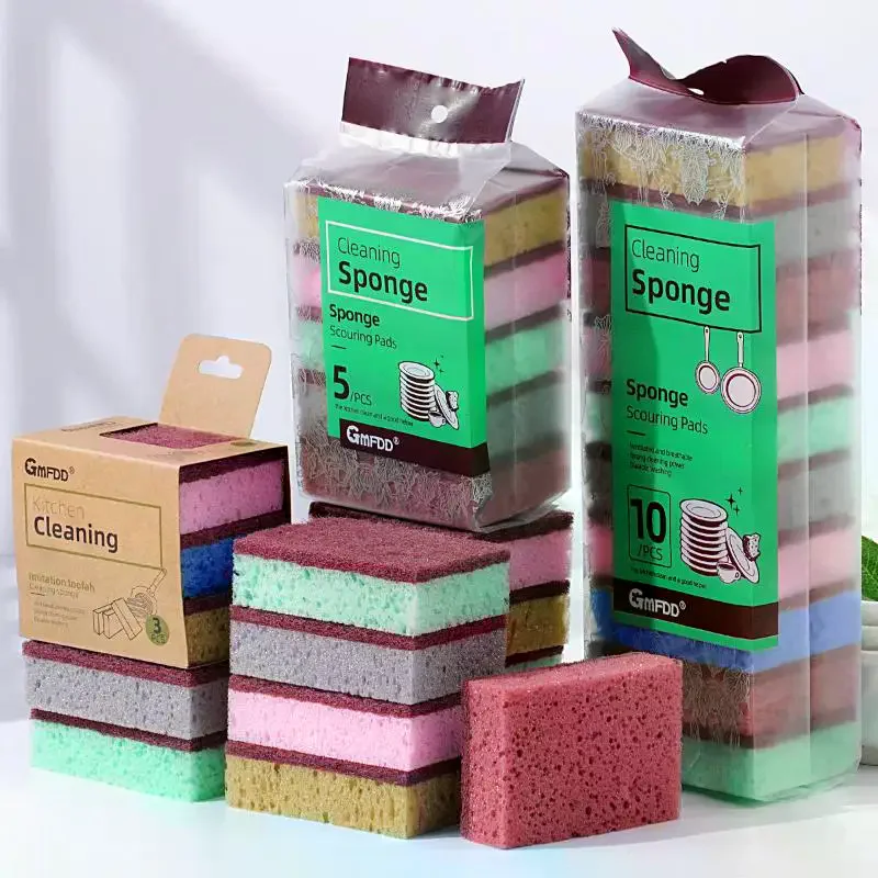 5 قطعة/10 قطعة المطبخ إزالة البقع الإسفنج نظيفة القطن غسل الصحون الإسفنج مناديل أواني تنظيف الحمام عالية الكثافة الإسفنج