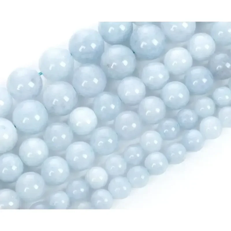 Fashion Natural Stone Aquamarine Charm Loose Bead DIY Round Beads Jewelry Accessories
