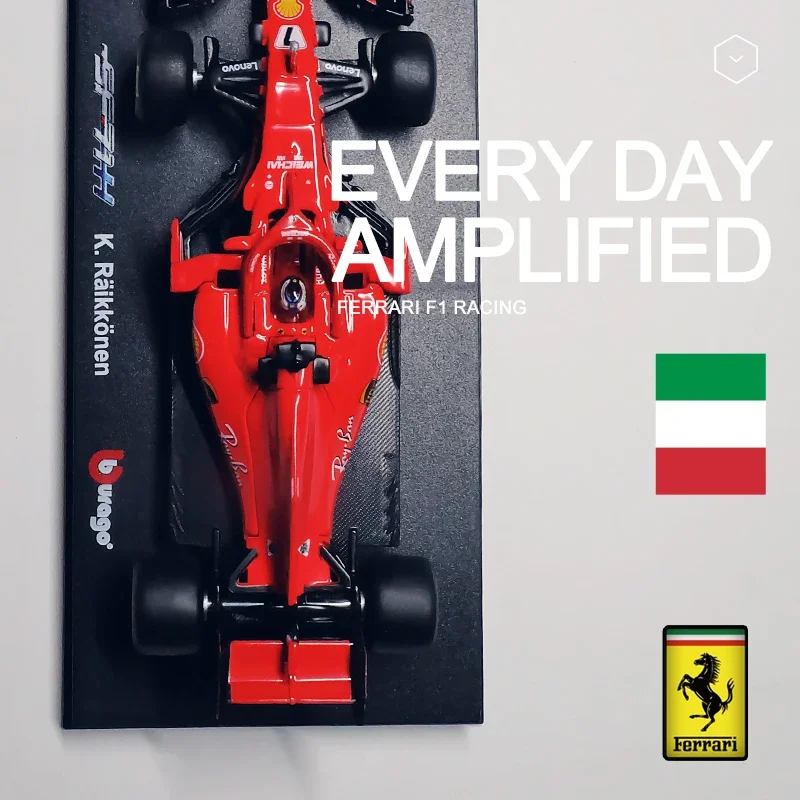 Bburago 1:43 Ferrari 2018 SF71 7 5 Formula car Acrylic dust cover  simulation decoration collection gift toy die-casting model