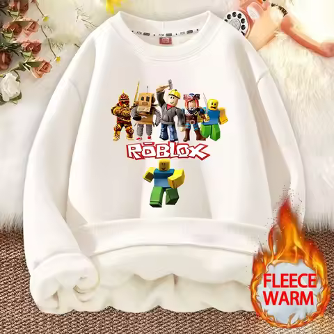 ROBLOX Children Pullover Hoodies Boy Winter Thick Warm Street Clothing Hoodie Print Fitted Sweatshirt Long Sleeves Tops Gift