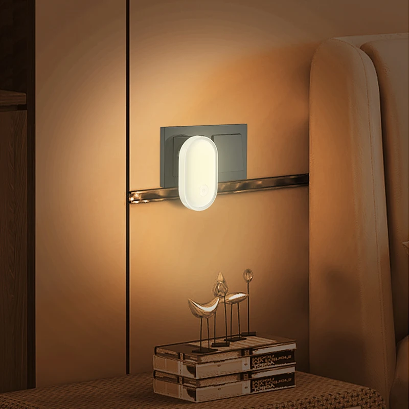 Energy Saving Eco LED Wall Night Light EU Plug with Light Sensor Decorative Ambient Lamp for Bedroom Household Daily Use