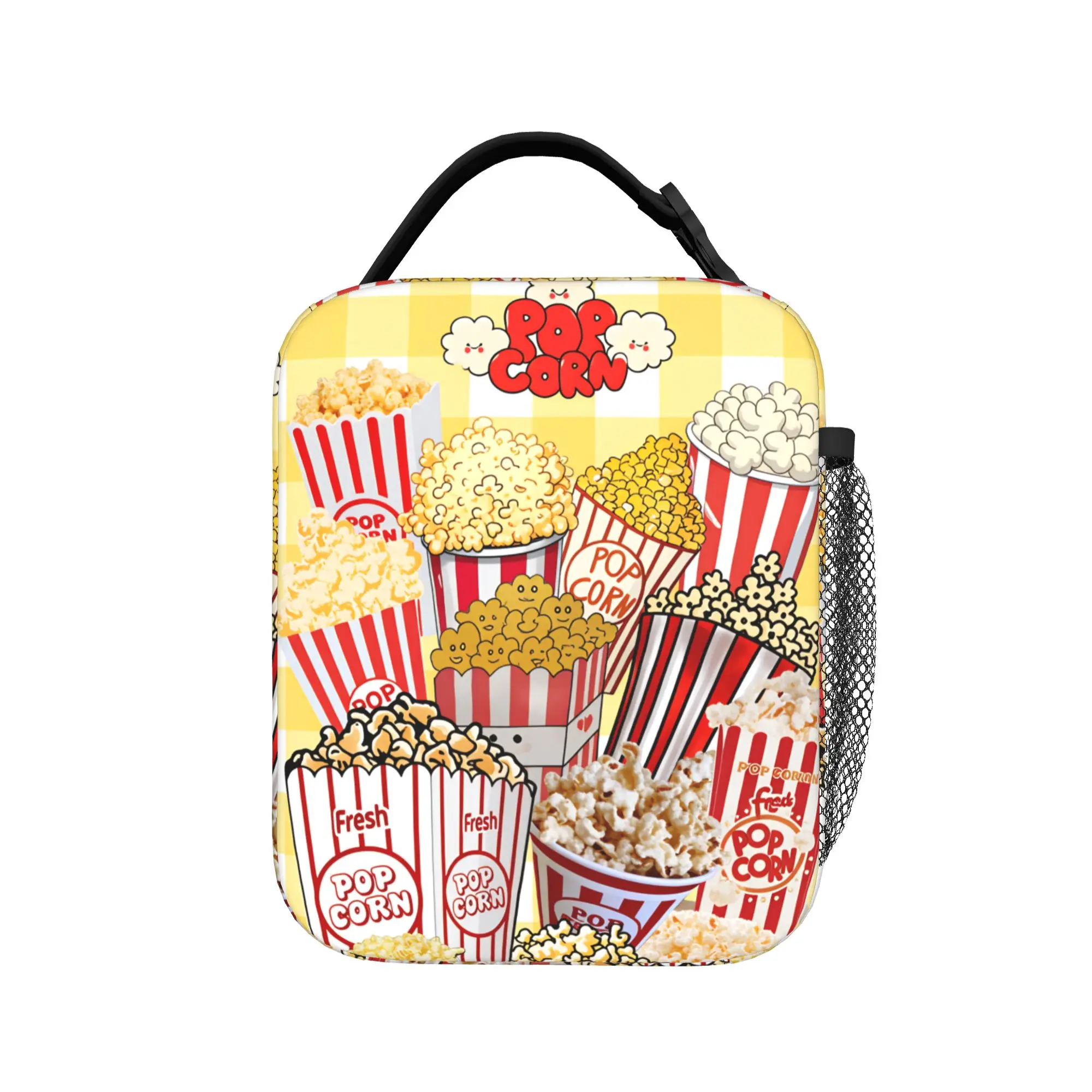 Popcorn Snack Theme Lunch Bag  Portable Lunch Box Child Travel Graphic Cooler Bag Aesthetic Oxford Thermal Lunch Bags