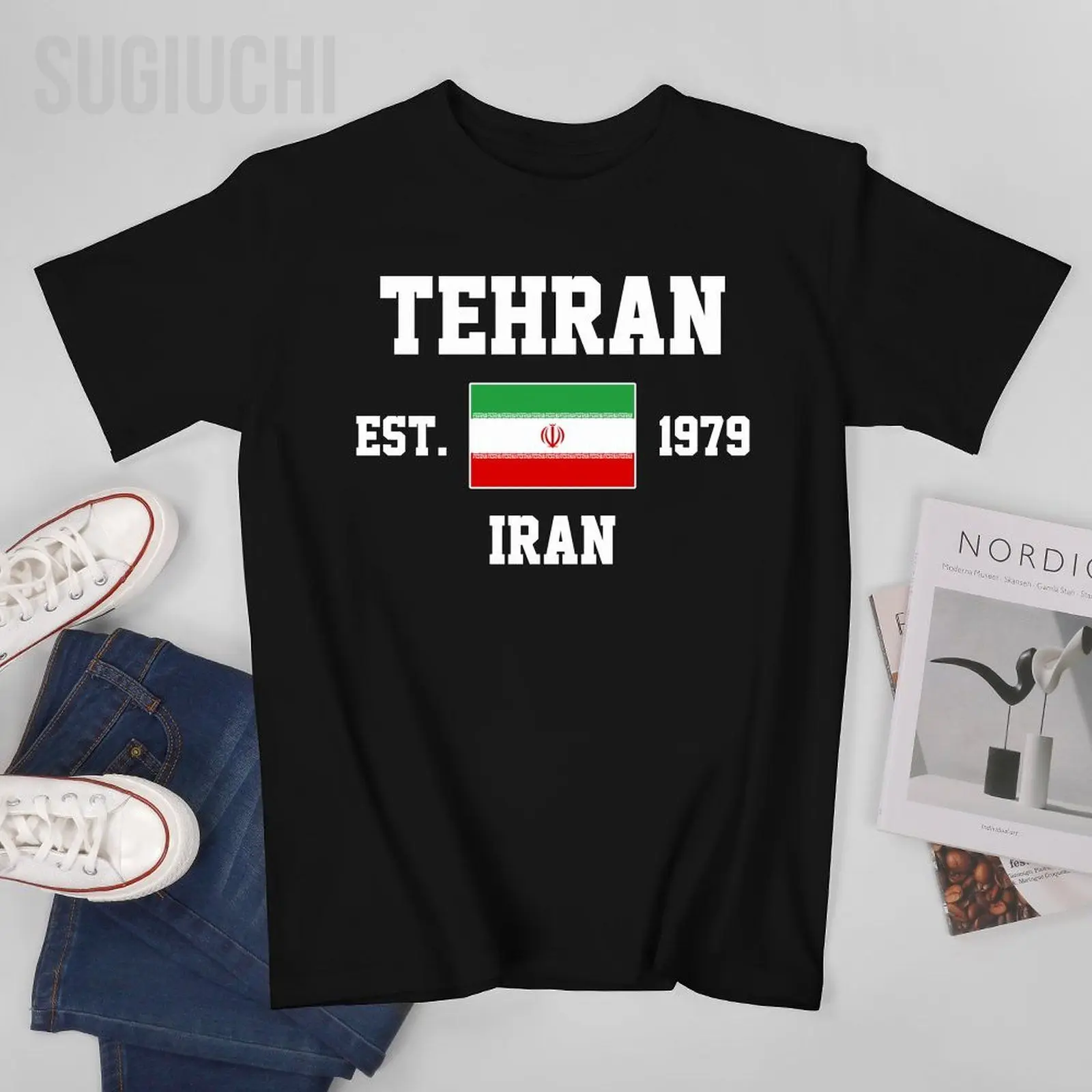 Patriotic Flag Iran EST.1979 Tehran Men Tshirt Tees T-Shirt O-neck T Shirts Women Boys Clothing 100% Cotton