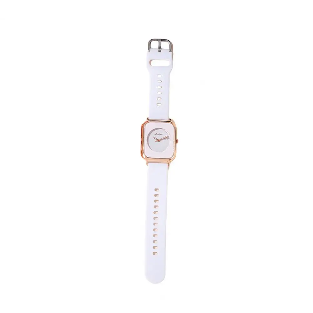 Reloj de cuarzo elegante con esfera cuadrada para mujer, correa de silicona ajustable para negocios, cronometraje