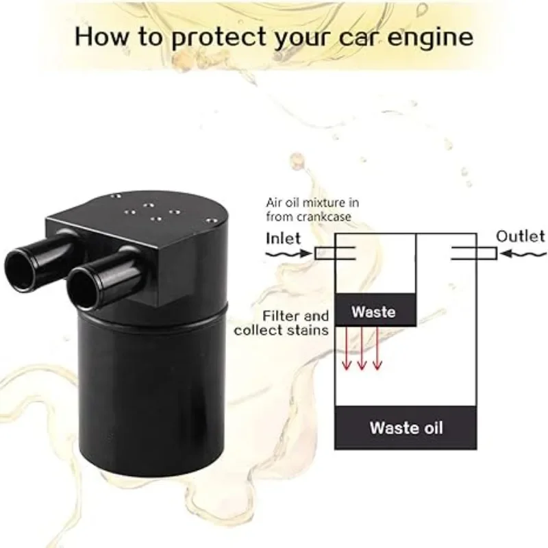 High Percompatible Withmance Black 0.75 Inch 19MM Aluminum Alloy Reservior Oil Catch Can Tank Compatible with BMW N54 335