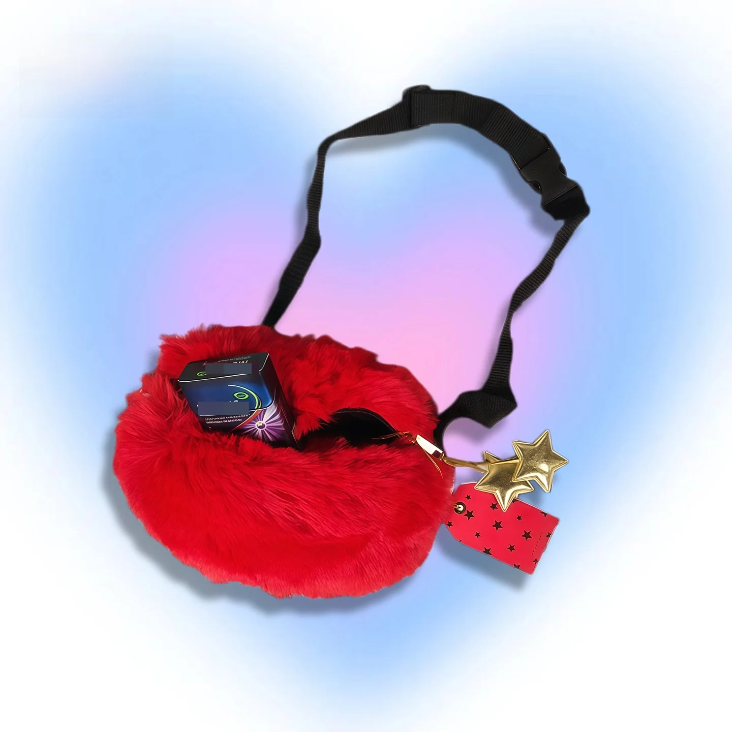 Cool Y2K Trendy Furry Crossbody Bag for Dancing And Skateboarding with Star Design Unisex Fashion Small Waist Bag