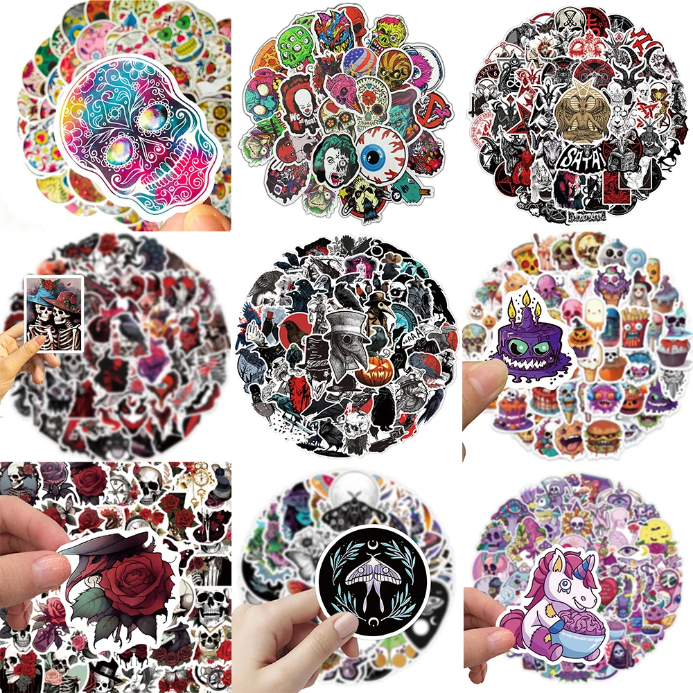 10/30/50PCS Cartoon Skull Stickers Series Creative Terror Graffiti iPad Luggage Laptop Helmet Cup Scrapbook Decoration Wholesale