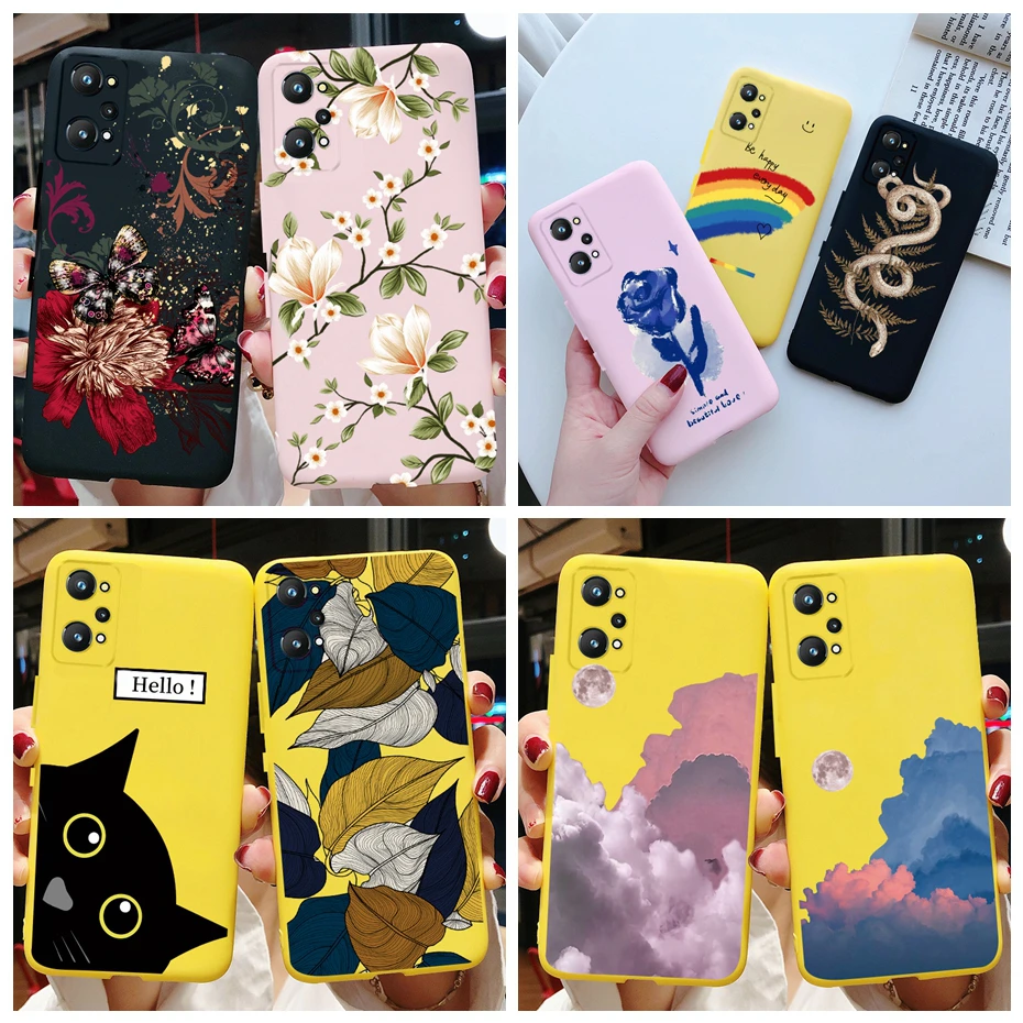 For Realme GT Neo 3T Case Realme GT Neo 2 GT2 Cover Rainbow Flower Soft Silicone Protective Phone Bumper Realme GT Neo 3T 2 Case