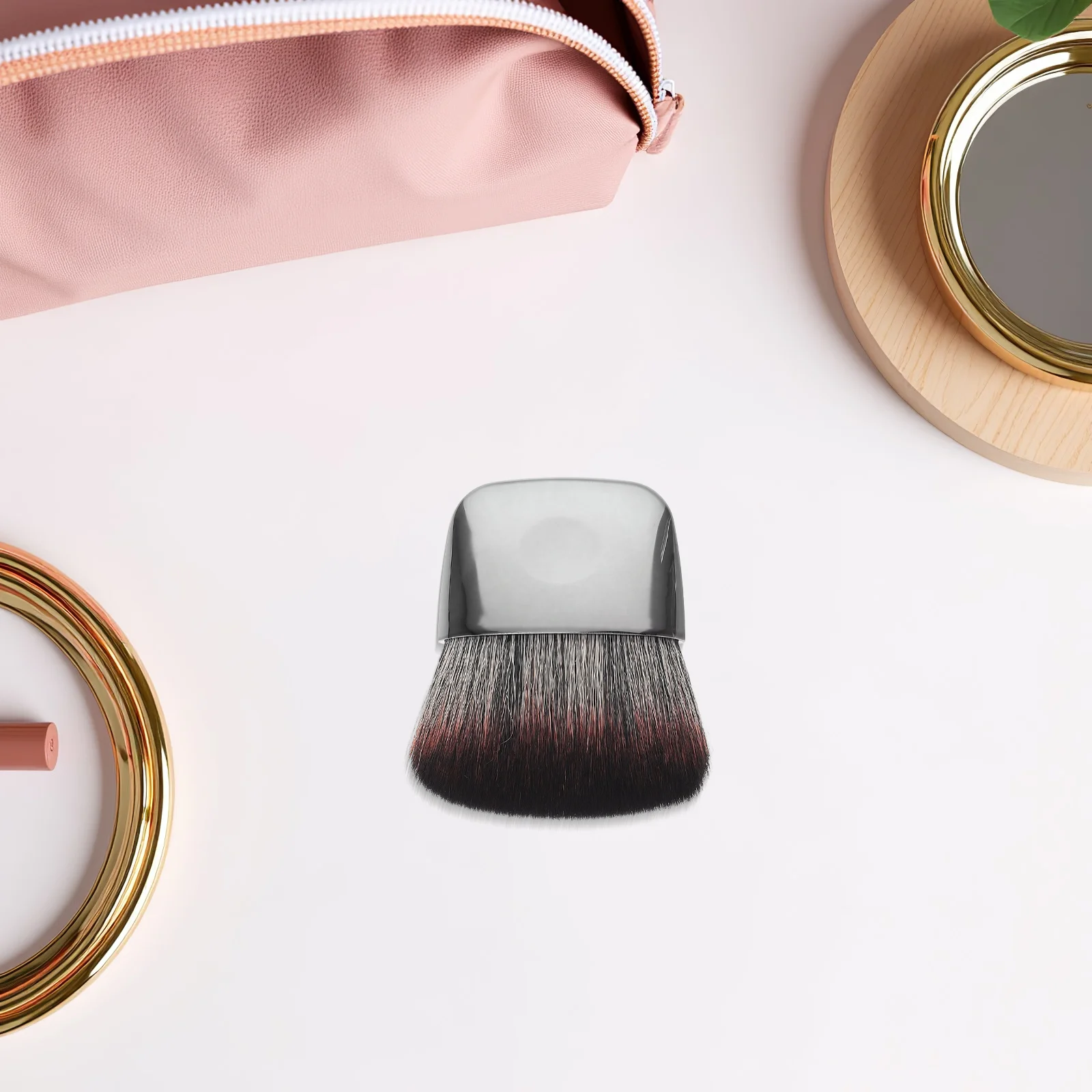 Mini pennello per trucco da viaggio portatile piatto superiore morbido pennello per fondotinta fard in polvere strumento compatto per borsa