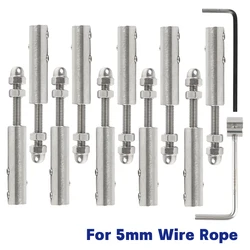 10 sztuk Handscrew Clamp 3/16 lina stalowa 5mm pręt gwintowany napięcie koniec montażu sześciokątne wkręt dociskowy dla schodów Deck Post z...