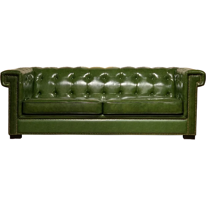 

American retro living room leather sofa straight row pull button first layer leather sofa oil wax leather combination