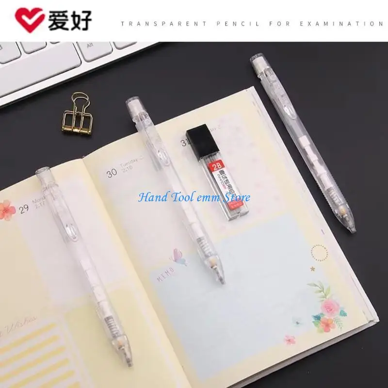 

H37F Flat Automatic Pencil 2B Holder Exam Mechanical Pencil for Calligraphy