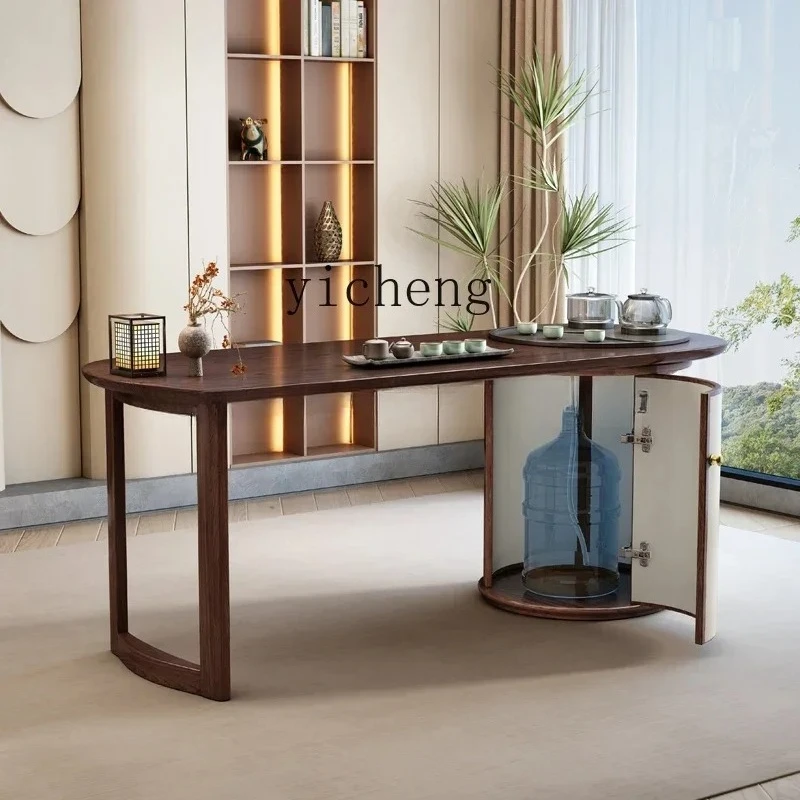 YY- Solid Wood Tea Table And Chair Combination Kettle Integrated Tea Table Balcony Modern Simple Kung Fu Tea Table