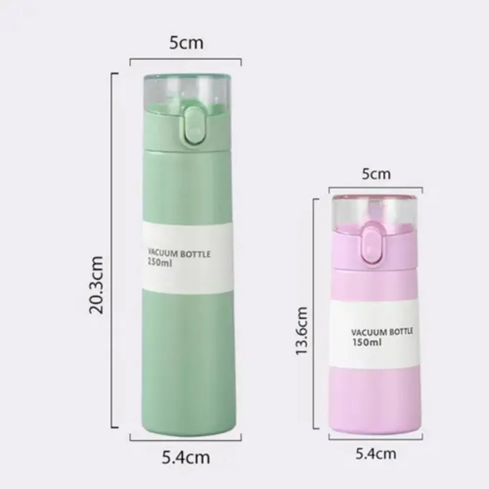 Stainless Steel Mini Thermos Cup One-button Opening 150/250ml Pocket Insulated Cup with Straw Leak-proof Thermal Mug