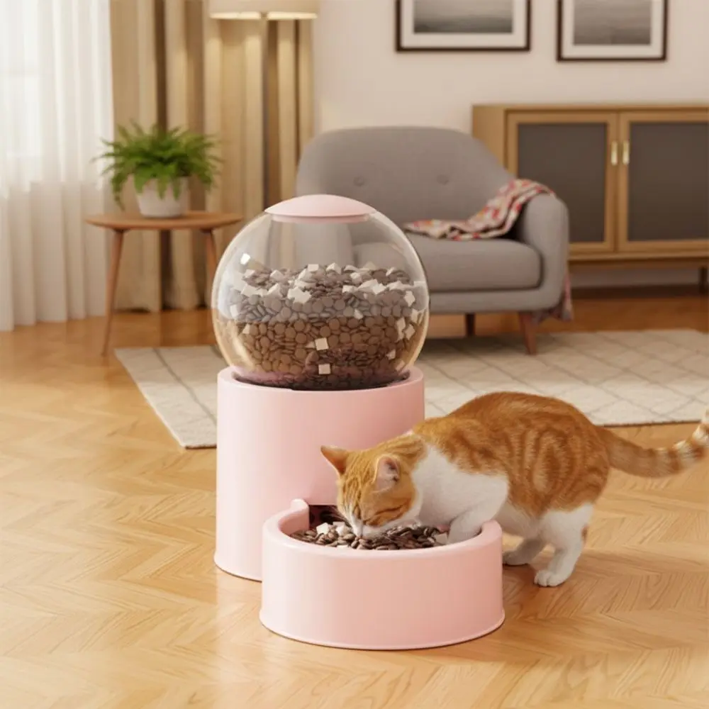 سعة كبيرة التلقائي تغذية الحيوانات الأليفة البلاستيك حماية الرقبة الكلب موزع المياه نافذة مرئية انفصال الغذاء حاوية المياه