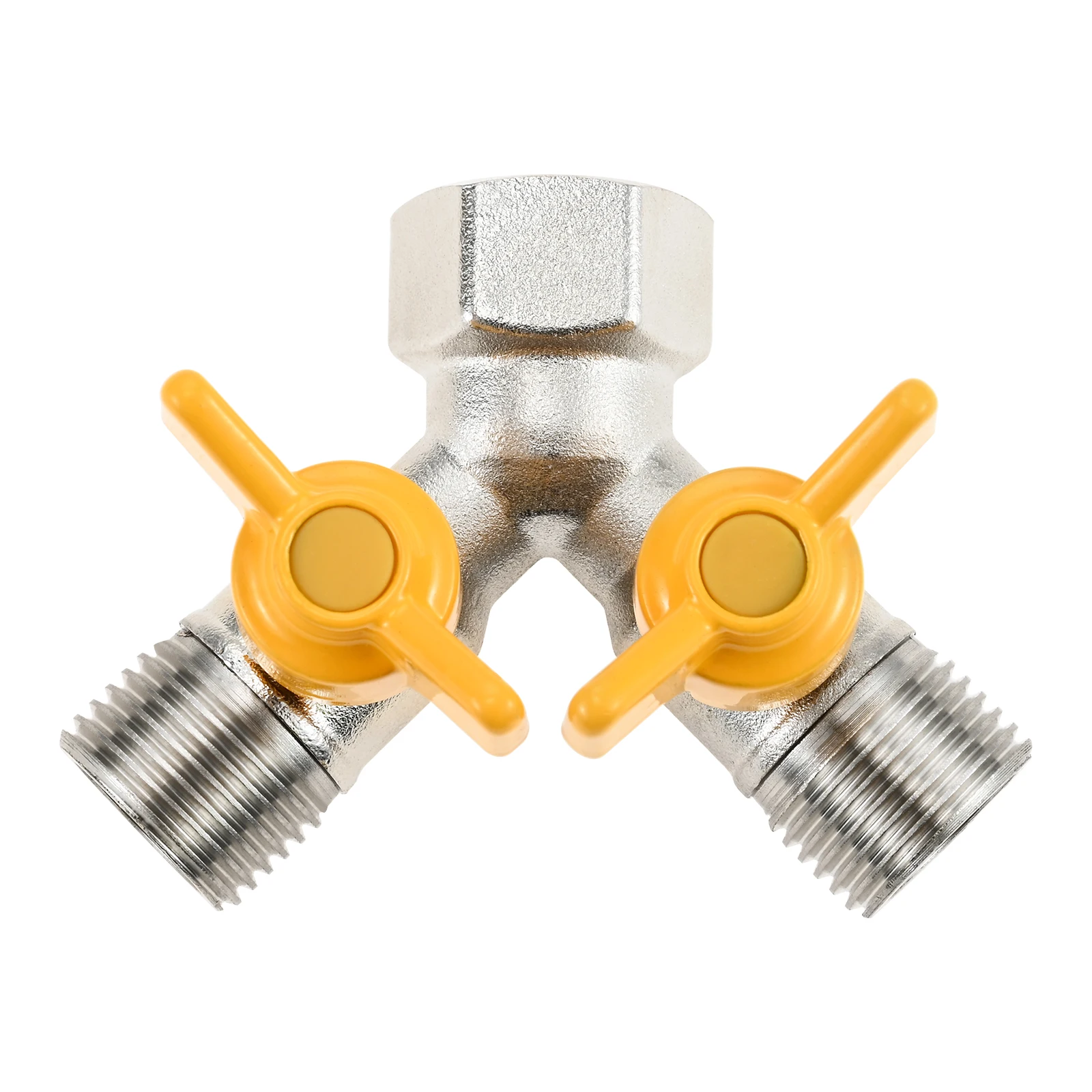 Y-Distributor Switching Valve 1/2 Inch Brass Water Distributor with Shut-off Valve Tap Splitter for Washing Machine Garden Hose