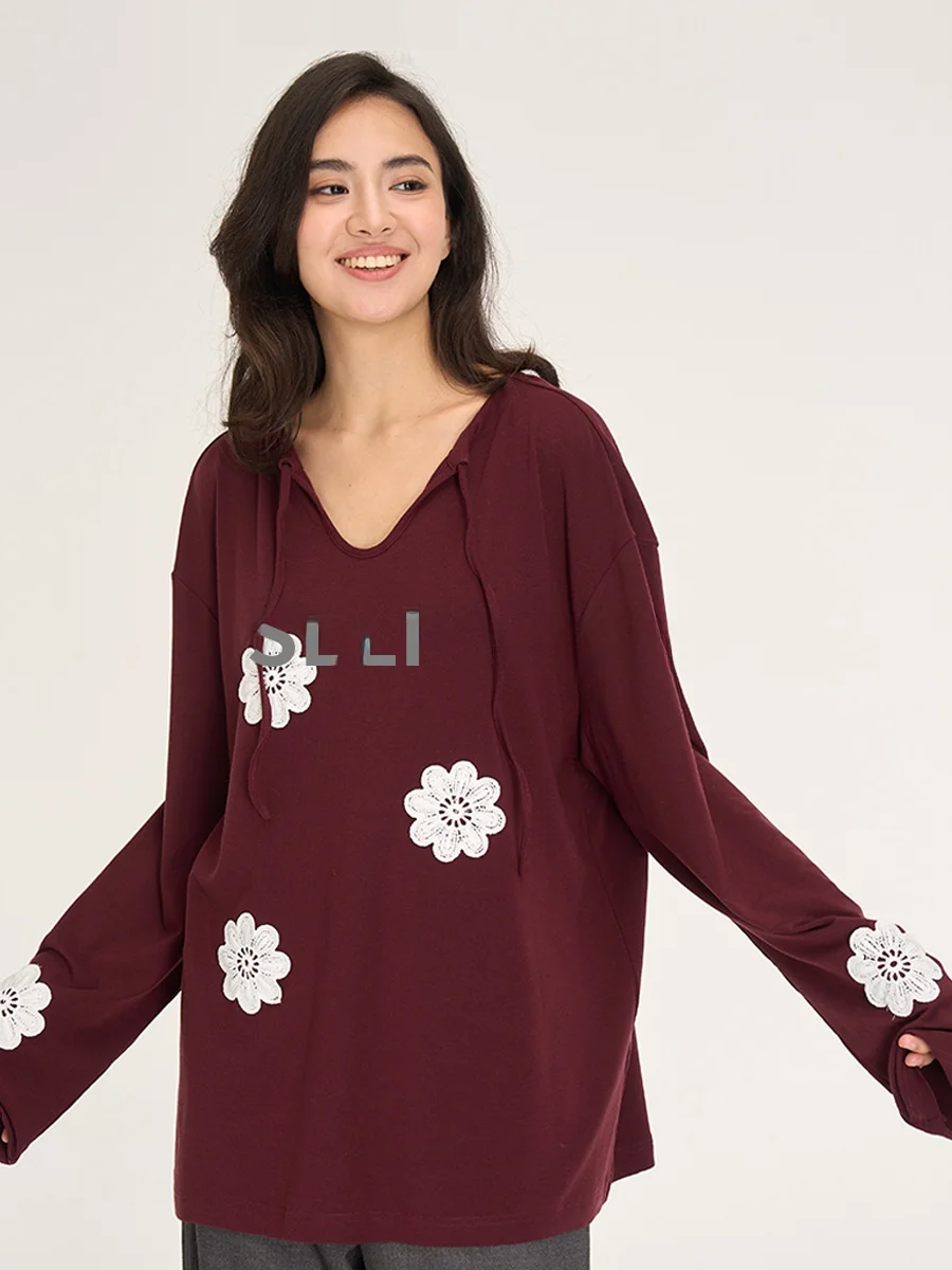 

Зимний новый трикотажный топ из шерсти и лиоцелла с 3D-цветами, свободного кроя, с V-образным вырезом, стандартной длины...