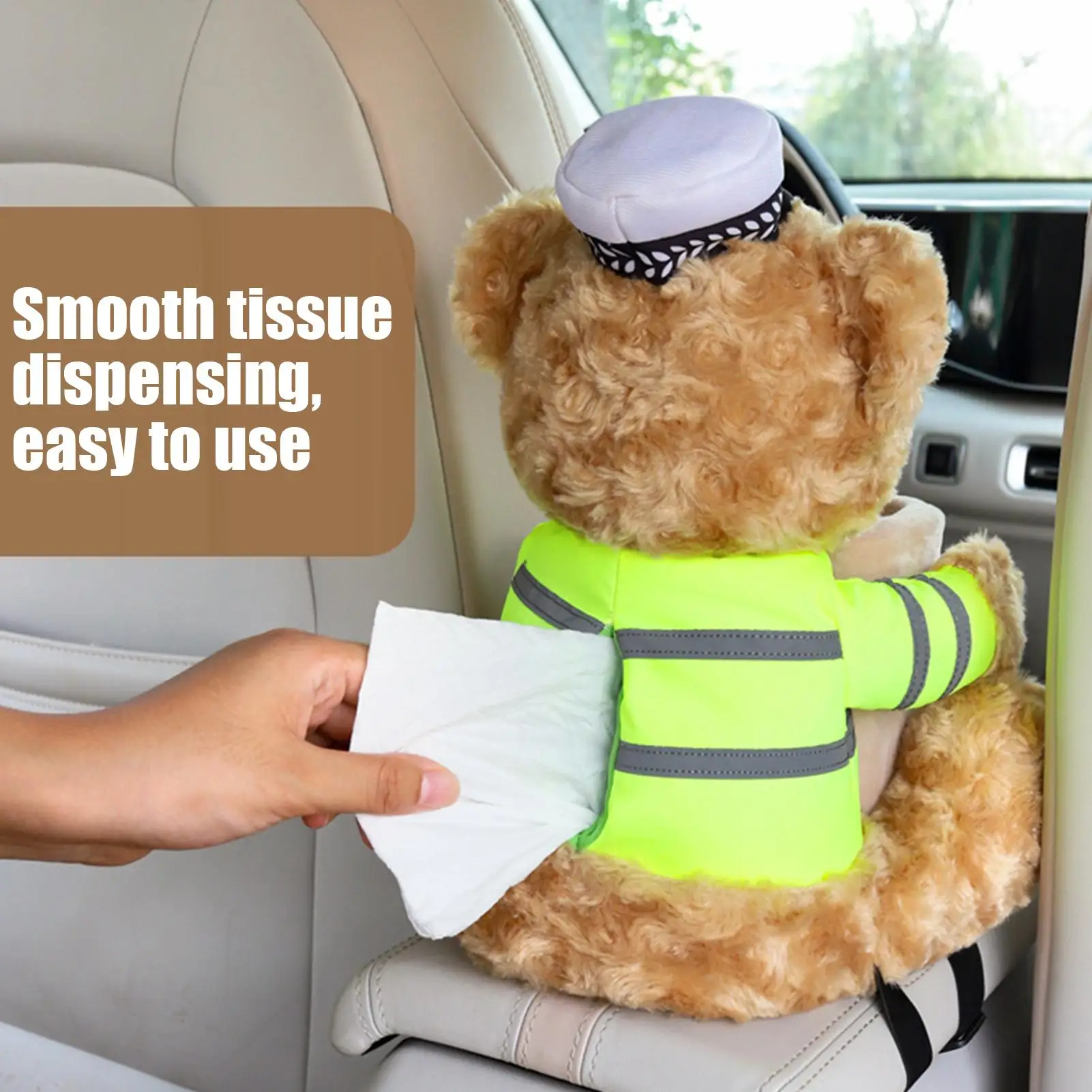 Car Tissue Box 2 In 1 Plush Bear Armrest Car Tissue Box Holder Trash Can For Truck SUV Sedan RV Automotive Road Trip Travel Toy