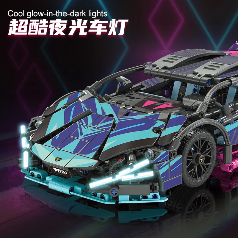 1:14 サイバー ​ ​ 1280 ペレット車スーパースポーツカーモデルアップグレードギフトボックスパズル組立ビルディングブロックおもちゃ