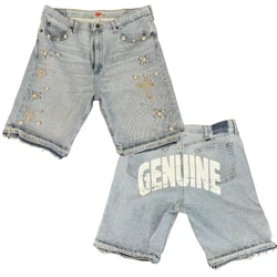 Y2K Gothic Streetwear Shorts Hip Hop Rhinestones Vintage Baggy Jeans Denim Gym Shorts Men Women High Waist Shorts Women Clothing