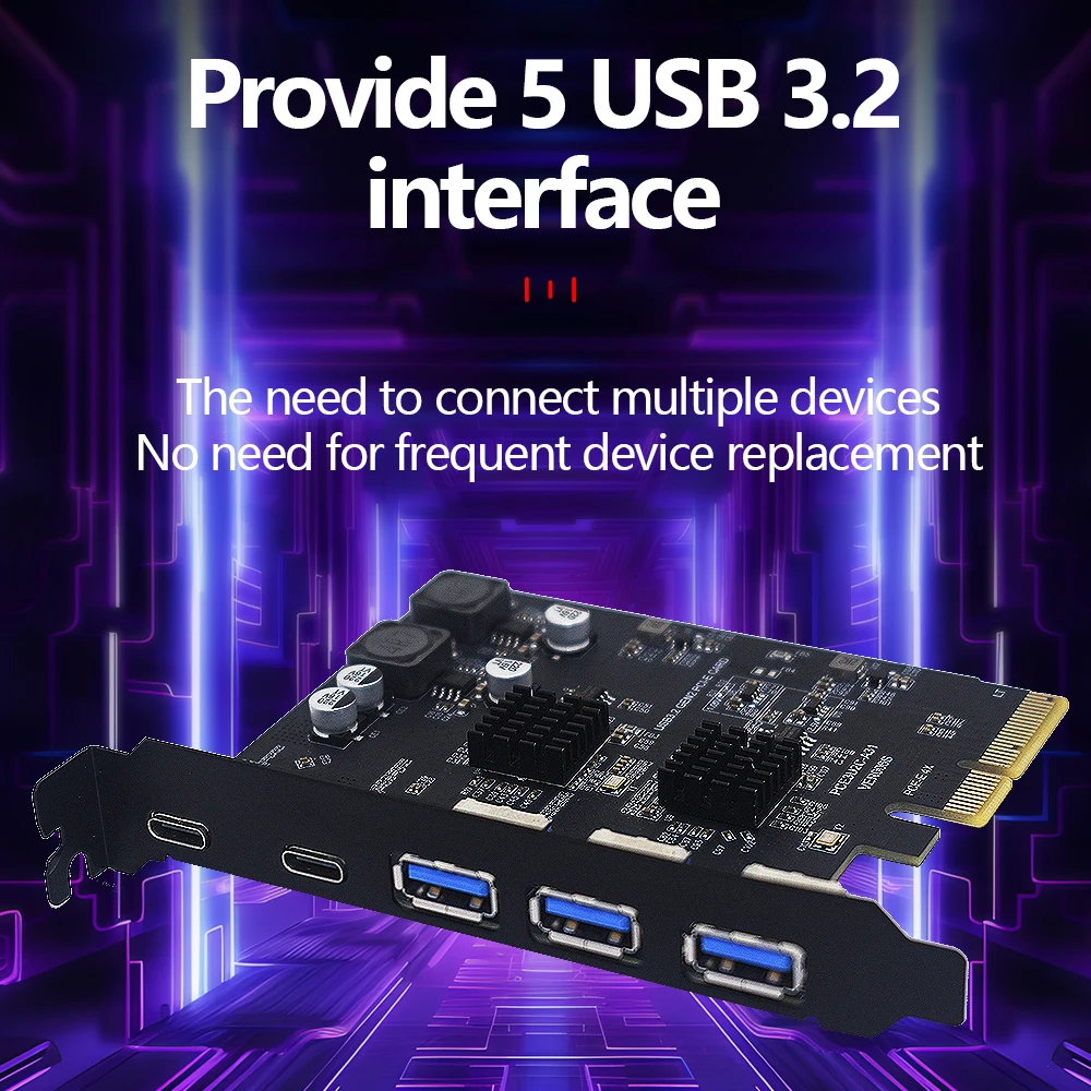 بطاقة توسيع من النوع C ، وحدة تحكم محول بسي ، بطاقة رافع 4X-16X إكسبرس PCI ، 10 جيجابايت في الثانية ، USB ، 2X ، 4X إلى 1-5