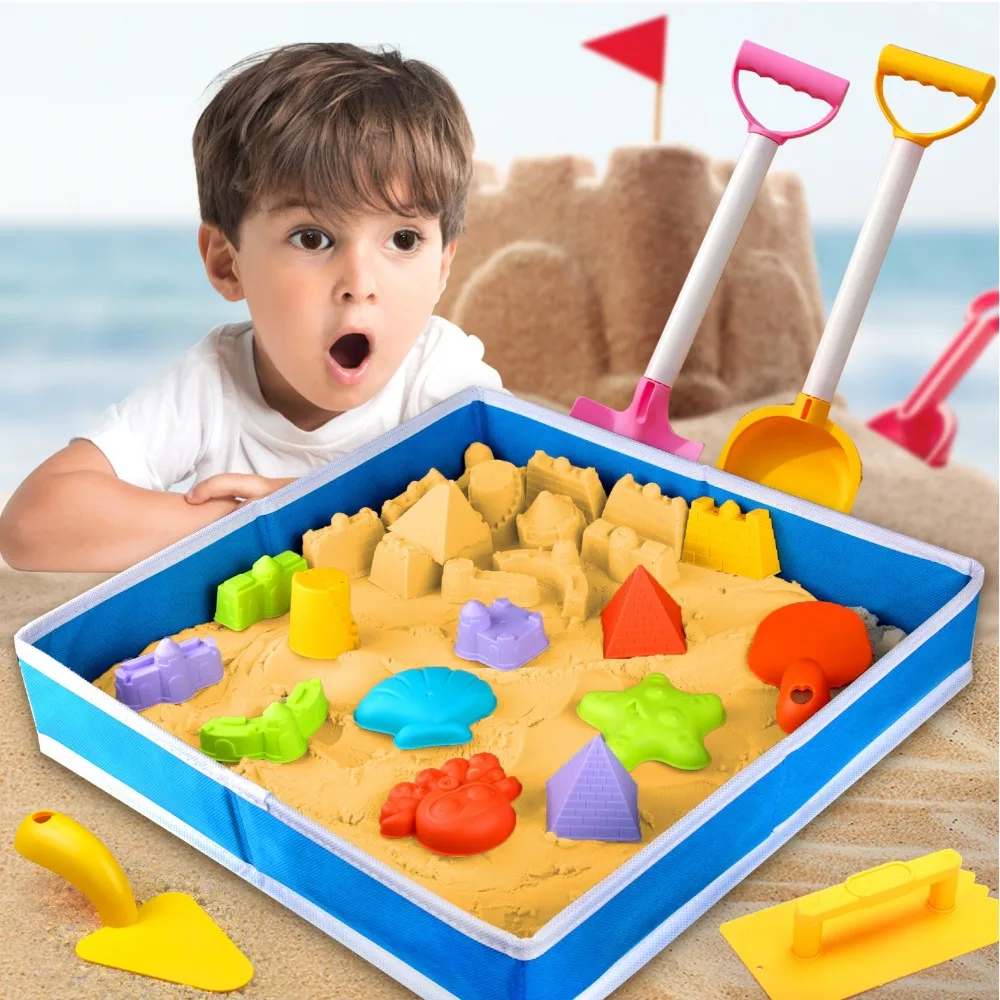 8pcs Set Plastic Beach Sand Toys 3-10 Age Range with Bucket Sand Castle Kit Starfish Whale Mold Shovel Sieve Toy for Beach Play