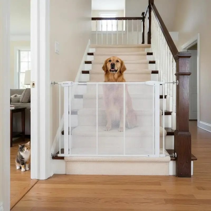 

Retractable Mesh Safety Barrier 34x55 Inch For Stairs Doorways Hallways Child Pet Guard Indoor Partition White Wall Mounted P